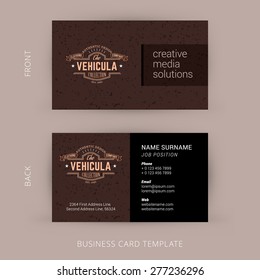 Vector Creative Business Card Template with Line Art Hipster Logo