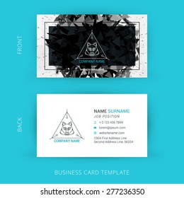 Vector Creative Business Card Template with Line Art Hipster Logo