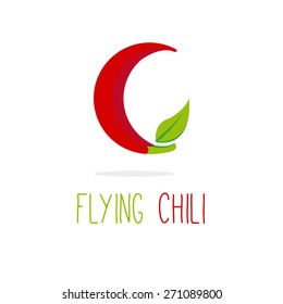 Vector creative C letter flying chili logotype