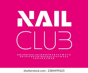 Vector creative card Nail Club. Modern Elegant Font. Stylish Alphabet Letters, Numbers and Symbols set