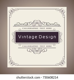 Vector Creative Card Template Design, Luxury Vintage and Retro Brown Invite Cover