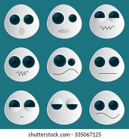 Vector creative cartoon style paper smiles with different emotions.