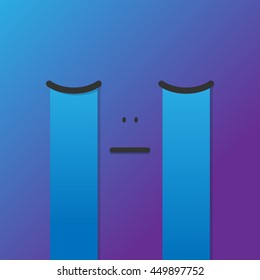 Vector creative cartoon style smile illustration. Crying smile.