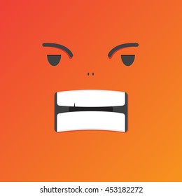 Vector creative cartoon style smile illustration. Angry smile.