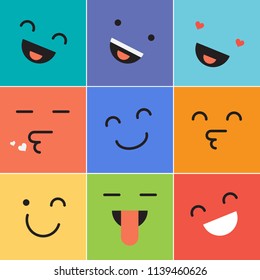 Vector creative cartoon style smiles with different emotions