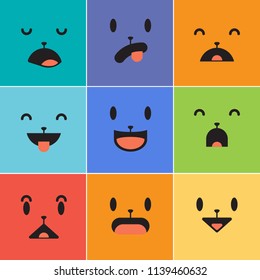 Vector creative cartoon style smiles with different emotions