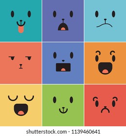 Vector creative cartoon style smiles with different emotions