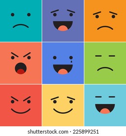 Vector creative cartoon style smiles with different emotions.