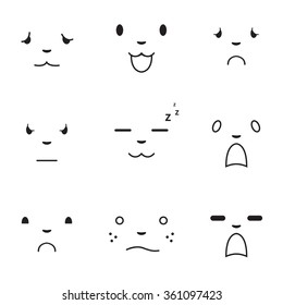 Vector creative cartoon style smiles with different emotions