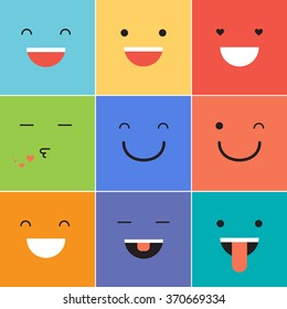 Vector creative cartoon style smiles with different emotions