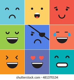 Vector creative cartoon style smiles with different emotions