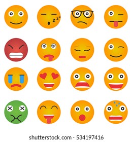 Vector creative cartoon style smiles with different emotions