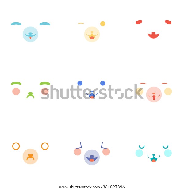 Vector Creative Cartoon Style Smiles Different Stock Vector Royalty Free 361097396 Shutterstock 2295