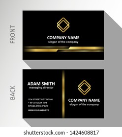 Vector Creative and Clean Business Card Template with gold accents