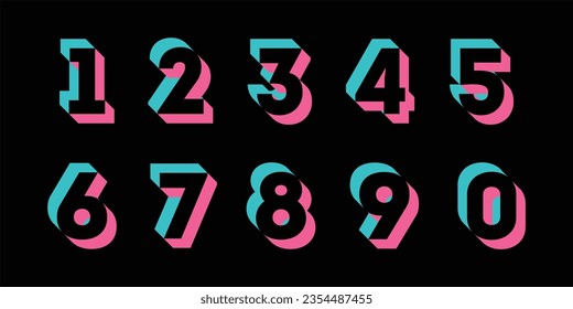 Vector creative color 3D geometry shapes' numerals. font alphabet vector illustrations.