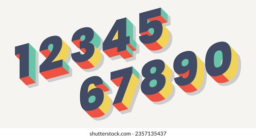 Vector creative color 3D geometry shapes' numerals. font alphabet vector illustrations.