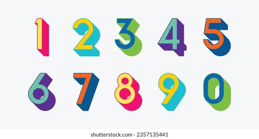 Vector creative color 3D geometry shapes' numerals. font alphabet vector illustrations.