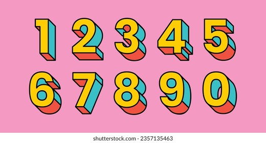 Vector creative color 3D geometry shapes' numerals. font alphabet vector illustrations.