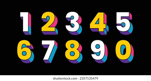 Vector creative color 3D geometry shapes' numerals. font alphabet vector illustrations.