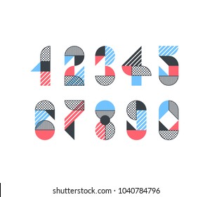 Vector creative color geometry shapes'  numerals. 