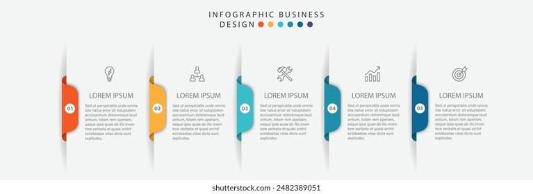 Vector creative concept for infographic with 5 steps, options, parts or processes. Business data visualization