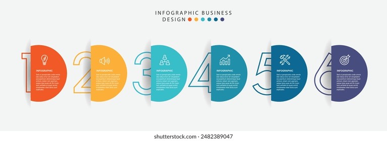 Vector creative concept for infographic with 6 steps, options, parts or processes. Business data visualization template