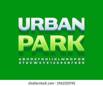 Vector creative concept Urban Park with Trendy Font. White Alphabet Letters and Numbers set