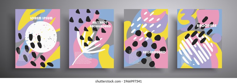 Vector creative design. Covers with abstract shapes and doodles. Modern trendy pattern for funny cover template for brochure, book, magazine, postcard, notepad, etc.