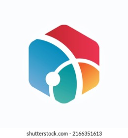 Vector Creative design, Hexagon, Colorful, Teamwork, Technology logo. Geometric logo. Origami logo. Illustration 