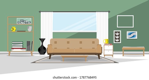 Vektorkreatives Design, Wohnraum für Entspannung.