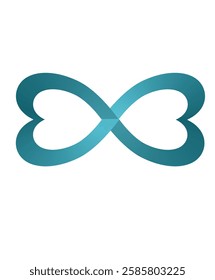 A vector creative design showcasing two heart outlines interconnected to form an infinity shape. Symbolic of eternal love, connection, and harmony. Rendered in gradient shades of blue