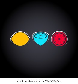 Vector creative design with three colorful lemons