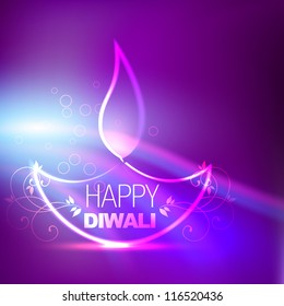 vector creative diwali diya on purple background