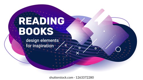 Vector creative education color abstract  illustration with text and book on white background with shadow. Template design for banner, presentation, print