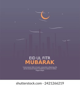 Vector creativo eid mubarak saludos en medios sociales post diseño de plantilla en tamaño cuadrado. Diseño de fondo de Eid-ul-fitr mubarak.