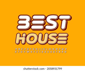 Vektorkreatives Emblem Best House. Trendy Stylish Font. Künstlerische Alphabet-Buchstaben und -Zahlen.