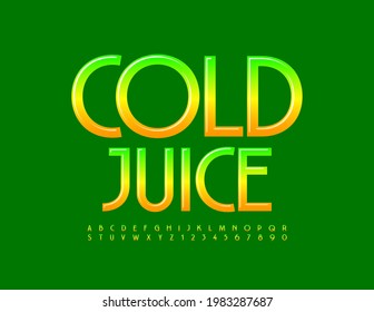 Vector creative emblem Cold Juice. Gradient color Font. Elegant style Alphabet Letters and Numbers set