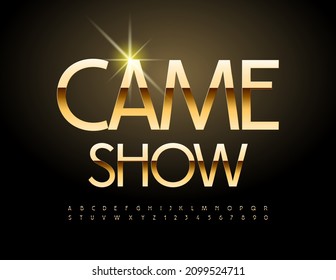 Vector Creative Emblem Game Show. Chic Golden Alphabet Letters And Number. Luxury Font.