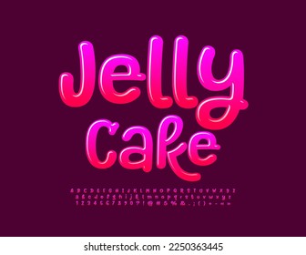 Vector creative emblem Jelly Cake and gradient color Font  Handwritten set Alphabet Letters  Numbers   Symbols