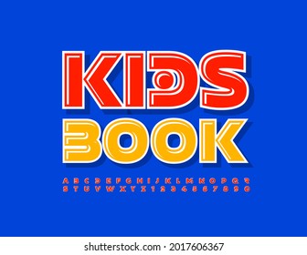 Vector creative emblem Kids Book. Abstract Red Alphabet Letters and Numbers set. Funny bright Font
