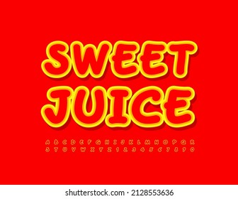 Jugo dulce vectorial creativo Emblem. Fuente manuscrita brillante. Juego de letras y números de alfabeto artístico. 