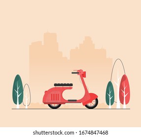 Vector creative flat design scooter icon