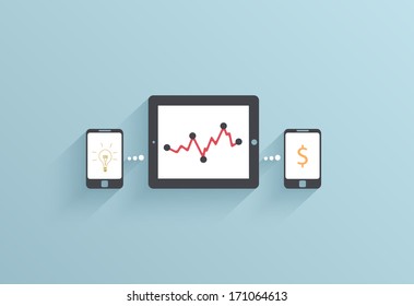Vector creative flat ui icon on blue. Business background. Eps10