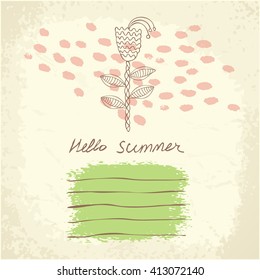 Vector creative floral universal card. Hand Drawn textures with flower. Wedding, anniversary, birthday, Valentine's day, party. Design for banner, poster, card, invitation, placard, brochure, flyer.