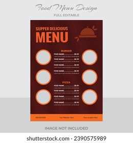 Vector Creative Food Menu Design. Black  Red Eye Catching Restaurant Food Menu. Corporate Professional Food Menu Design.