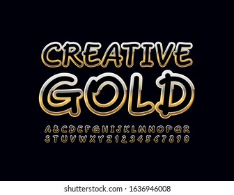 Vector creative Gold Alphabet Letters and Numbers. Chic artistic Font