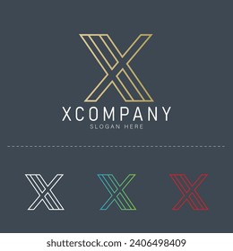 Vektorgrafik-Farbverlauf-Farbe x Logo-Designvorlage Linie Kunstgrafik