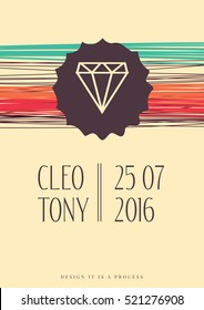 Vector creative greeting card template. Retro style background. Element design for posters, birthday, banner, party, wedding