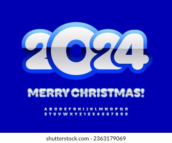 Vektorkreative Gruß Frohe Weihnachten 2024! Moderne künstlerische Schriftart. Alphabet Letters and Numbers set