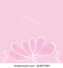 Vector creative hand-drawn abstract background with a flower in light pink